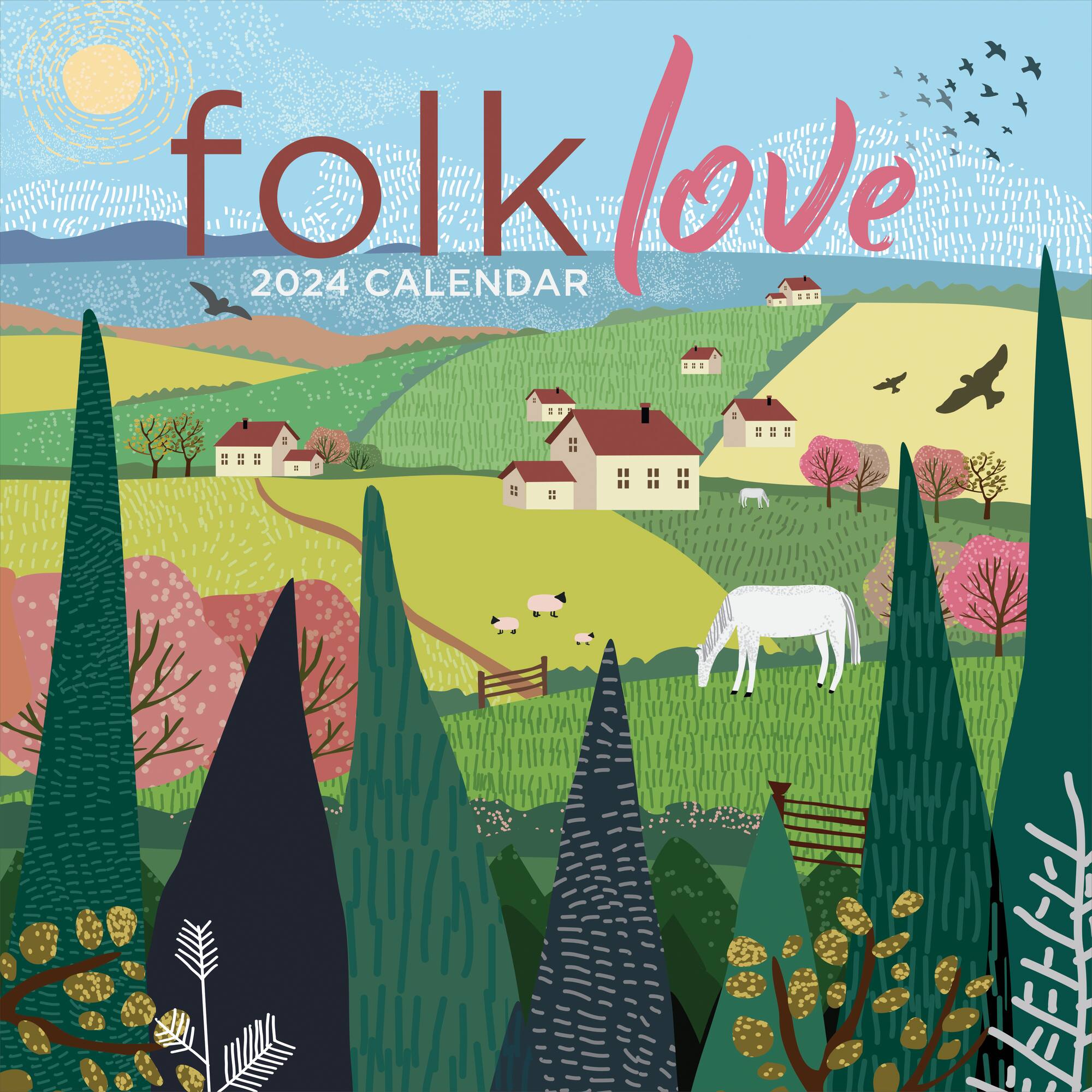 TF Publishing 2024 Folk Love Wall Calendar